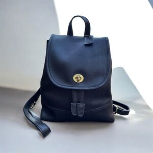 VTG Coach Day Pack Daypack Backpack #9791 in Black Leather